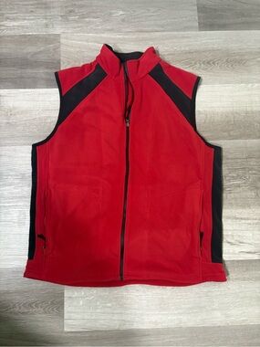 Cutter & Buck CB weather Tec Fleece Vest in red and black color. Size Large.